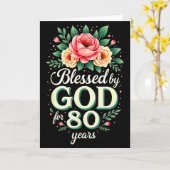 神の祝福を受けて80年 信仰心あふれる80歳の誕生日 カード (黄色い花)