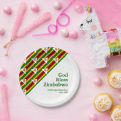 神の祝福を受けカスタマイズた文字のジンバブエ国旗 ペーパープレート (パーティー)