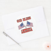 神の祝福アメリカがフラッグステッカーを渡した ラウンドシール (封筒)