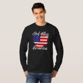 神の祝福アメリカアメリカ国旗のハート Tシャツ (正面フル)