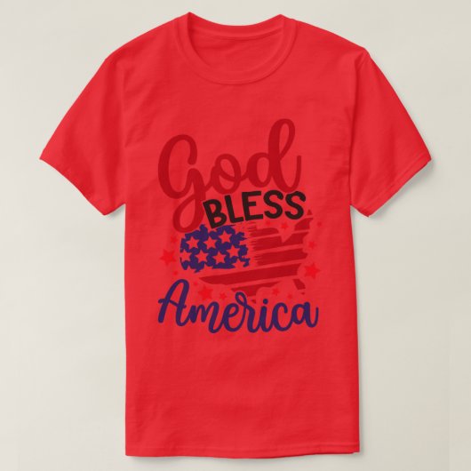 神の祝福アメリカ幸せな独立記念日 Tシャツ (デザイン正面)