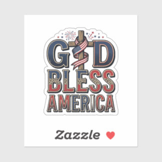 神の祝福アメリカ愛国十字架ヴィンテージTシャツ_1 シール
