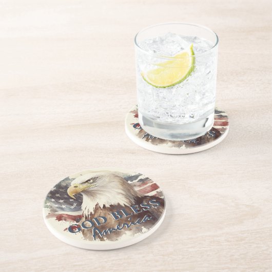 神の祝福アメリカ愛国的なイーグルの水色 コースター (側面)