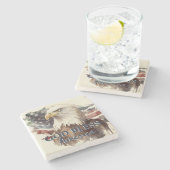 神の祝福アメリカ愛国的なイーグルの水色 ストーンコースター (横)