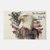 神の祝福アメリカ愛国的なイーグルカスタムファミリー ドアマット (正面)