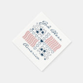 神の祝福アメリカ愛国的なスターストライプズハートP スタンダードカクテルナプキン (角)
