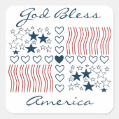 神の祝福アメリカ愛国的な星のストライプハート スクエアシール (正面)