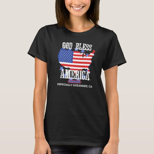 神の祝福アメリカ特にオセアンサイドCA US州 Tシャツ (正面)