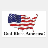 神の祝福アメリカ統一された州国旗のステッカー 長方形シール (正面)