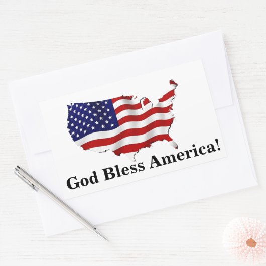 神の祝福アメリカ統一された州国旗のステッカー 長方形シール (封筒)