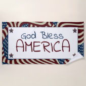 神の祝福アメリカ赤白青国旗 ビーチタオル (正面)