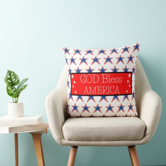 神の祝福アメリカ赤白青星 クッション (椅子)