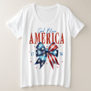 神の祝福アメリカ1776 プラスサイズTシャツ