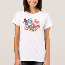 神の祝福アメリカ 水彩 アメリカ国旗/花/鳥 3 Tシャツ