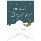 神の祝福クレセント月と星ネイビーブルーバプテスマ バンティングフラッグ (第2の旗)