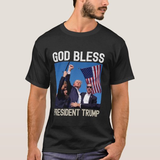 神の祝福トランプ大統領射撃、 発砲政治的な神B Tシャツ (正面)