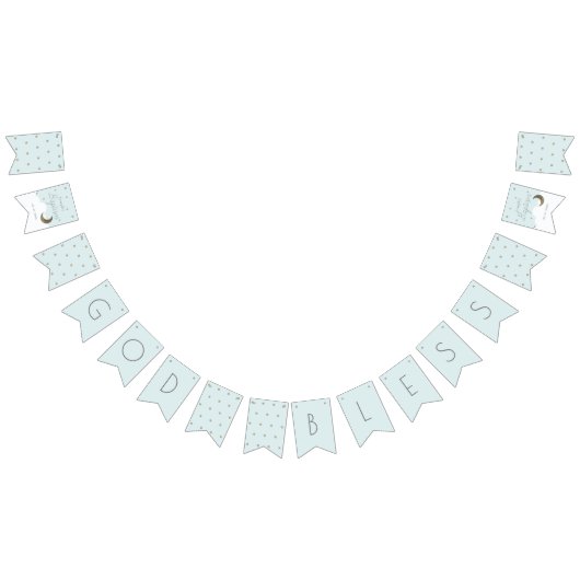 神の祝福三日月&星ブルーボーイバプテスマ バンティングフラッグ (全)