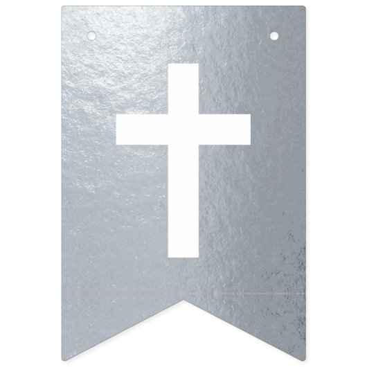 神の祝福4文字の名前シルバーバプテスマ聖餐会 バンティングフラッグ (第1の旗)