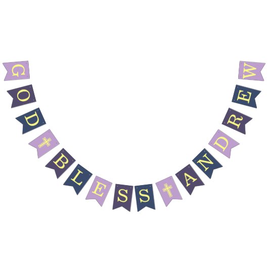 神の祝福6つの手紙パープル海軍バプテスマ聖餐会 バンティングフラッグ (全)