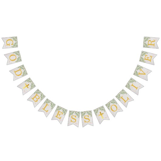 神の祝福6文字の葉金ゴールドバプテスマ聖餐会 バンティングフラッグ (全)