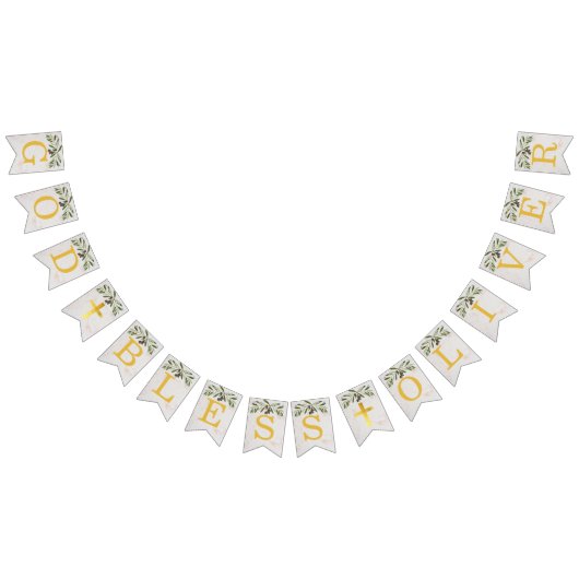 神の祝福6文字オリーブの離れバプティスコニオン バンティングフラッグ (全)