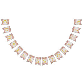 神の祝福6文字ピンクの蘭バプテスマ聖餐会 バンティングフラッグ