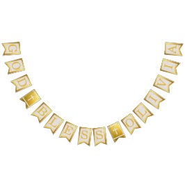 神の祝福6文字金ゴールド大理石バプテスマ聖餐会 バンティングフラッグ