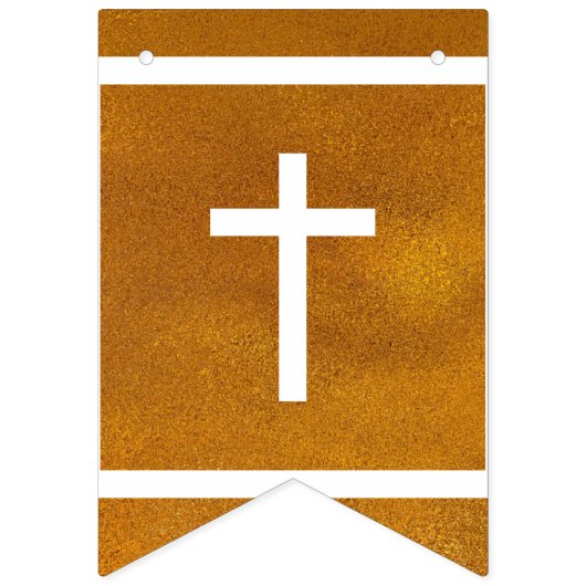 神の祝福7文字の名前金ゴールドバプテスムコミュニオン バンティングフラッグ (第1の旗)