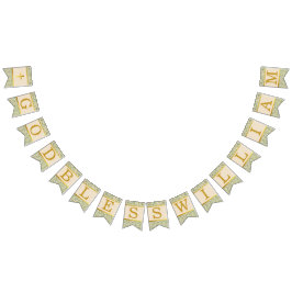 神の祝福7文字の緑離れの洗礼聖餐会 バンティングフラッグ