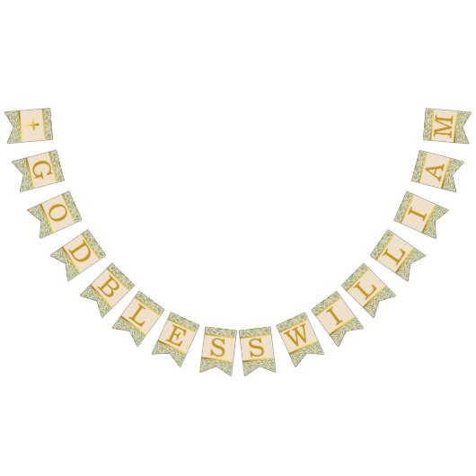 神の祝福7文字の緑離れの洗礼聖餐会 バンティングフラッグ (全)