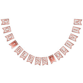 神の祝福 ネーム ローズゴールド マーブル 洗礼 堅信礼 バンティングフラッグ