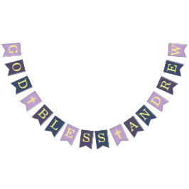 神の祝福 6文字 紫 ネイビー 洗礼 堅固 バンティングフラッグ