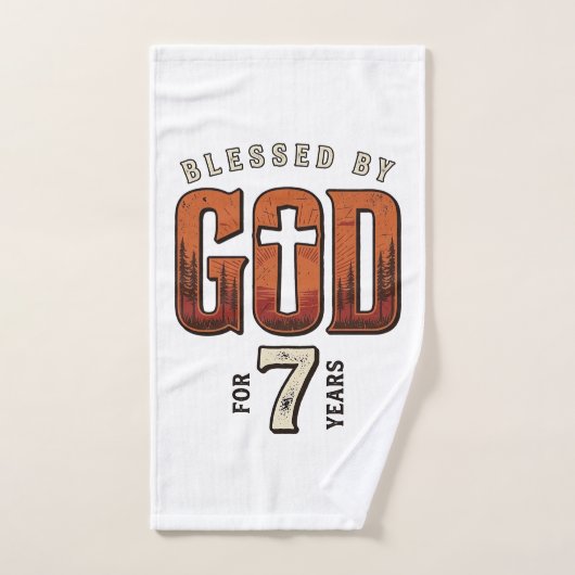 神の祝福 7周年 ヴィンテージ風 クリスチャンTシャツ ハンドタオル (ハンドタオル)