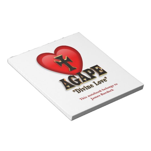 神の神のハートのためのアガペのシンボル ノートパッド (アングル)