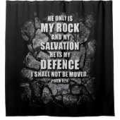 神の私の岩と救い – Christian Faith Verse シャワーカーテン (正面)