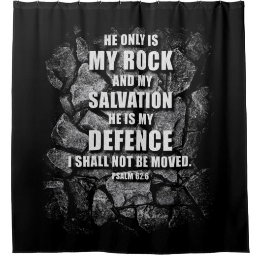 神の私の岩と救い – Christian Faith Verse シャワーカーテン (正面)