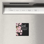 神の答え祈りの言葉熱帯オーキッドフラワーマグネット マグネット (インサイチュ (食洗機))