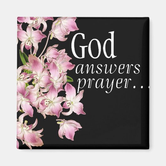 神の答え祈りの言葉熱帯オーキッドフラワーマグネット マグネット (正面)