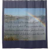 神の約束の虹の聖書の詩のメモ シャワーカーテン (正面)