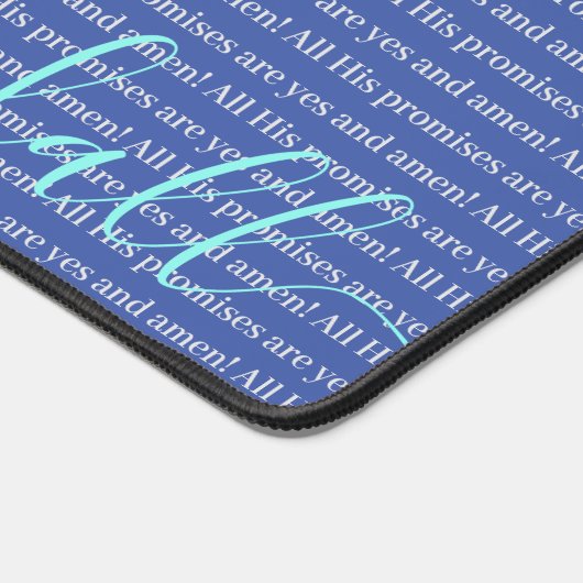 神の約束はyesとアメンブルーパーソナライズされた デスクマット (コーナー)