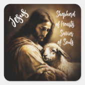 神の羊飼い – イエス・ステッカー スクエアシール (正面)