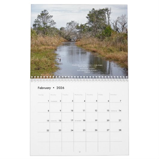 神の美しい世界#8暦 カレンダー (2月 2026)