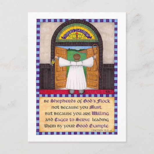 神の群れの羊飼い感動的ポストカード ポストカード (正面)