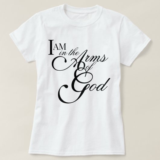 神の腕の中にいるI AMの洒落たスピリチュアルな文字 Tシャツ (デザイン正面)
