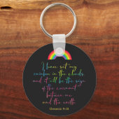 神の虹の創世記9 Christian Bible Verse キーホルダー (正面)