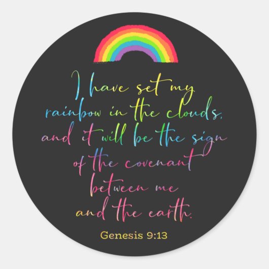 神の虹の創世記9 Christian Bible Verse ラウンドシール (正面)
