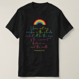 神の虹の創世記9 Christian Bible Verse Tシャツ