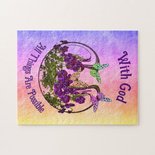 神の蝶の花の芸術と感動的 ジグソーパズル (横)