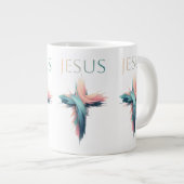 神の表現:イエスの十字架抽象芸術 ジャンボコーヒーマグカップ (正面右)