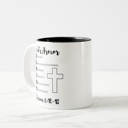 神の装甲十字のキリスト教のイエス・キリストの聖なる書物、経典のマグ ツートーンマグカップ (正面左)